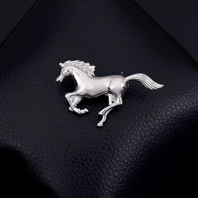 Broche cheval tridimensionnelle élégante et haut de gamme, accessoire de mode tendance, style zodiaque chinois moderne._voghion.com