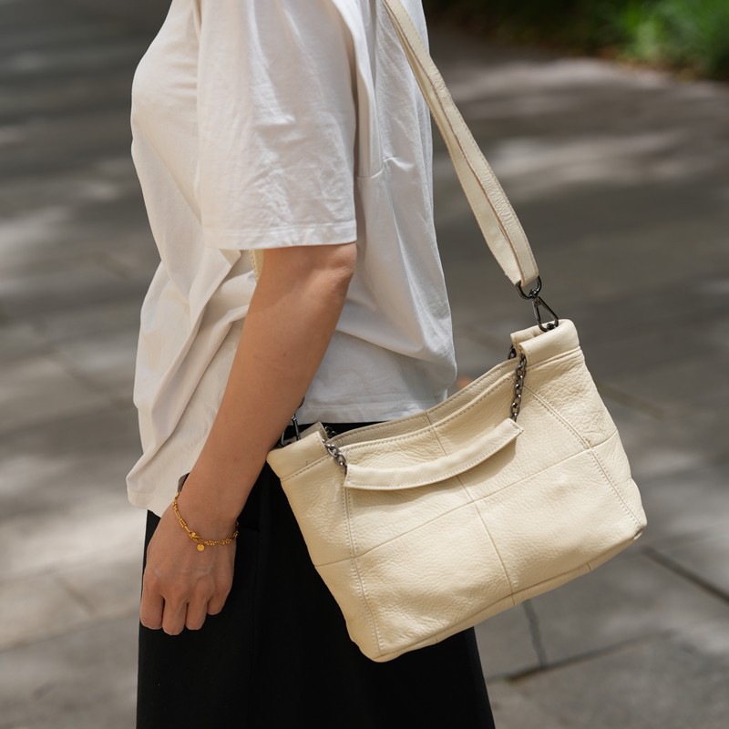 Bolso transfronterizo de mujer Amazon Bolso de mujer 2023 nuevo bolso portátil de cuero genuino primera capa de piel de vaca bolso de mujer bolso de cadena