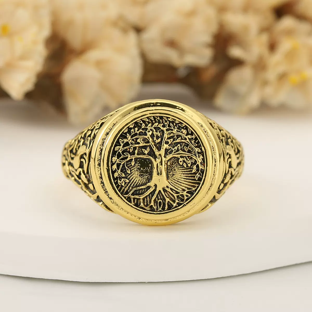几何镂空花纹生命树个性复古戒指高级感时尚小众欧美风指环手饰