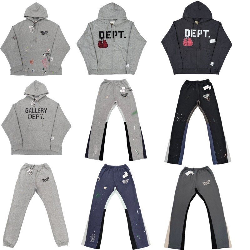 Correct version of the Geliyery Dept graffiti pattern high-quality hooded fleece sweatshirt and casual pants set