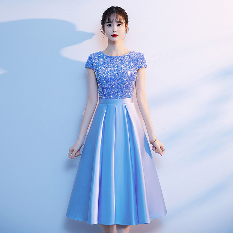 Red Song Chorus Costume Female Long Dress Student Host Poetry Recitation Costume Temperament Slim Adult Dress