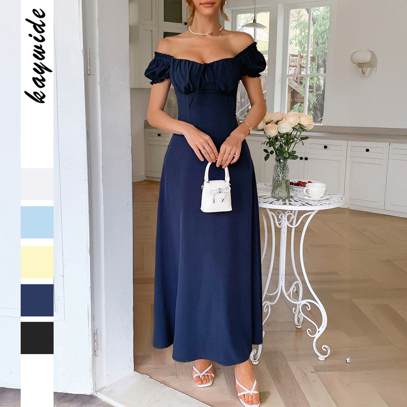 Diyun European and American Elegant Short-Sleeved One-Shoulder Long Skirt Dress Women's 2025 Spring and Summer Amazon Independent Station Diyun European and American Elegant Short-Sleeved One-Shoulder Long Skirt Dress Women's 2025 Spring and Summer Amazon Independent Station