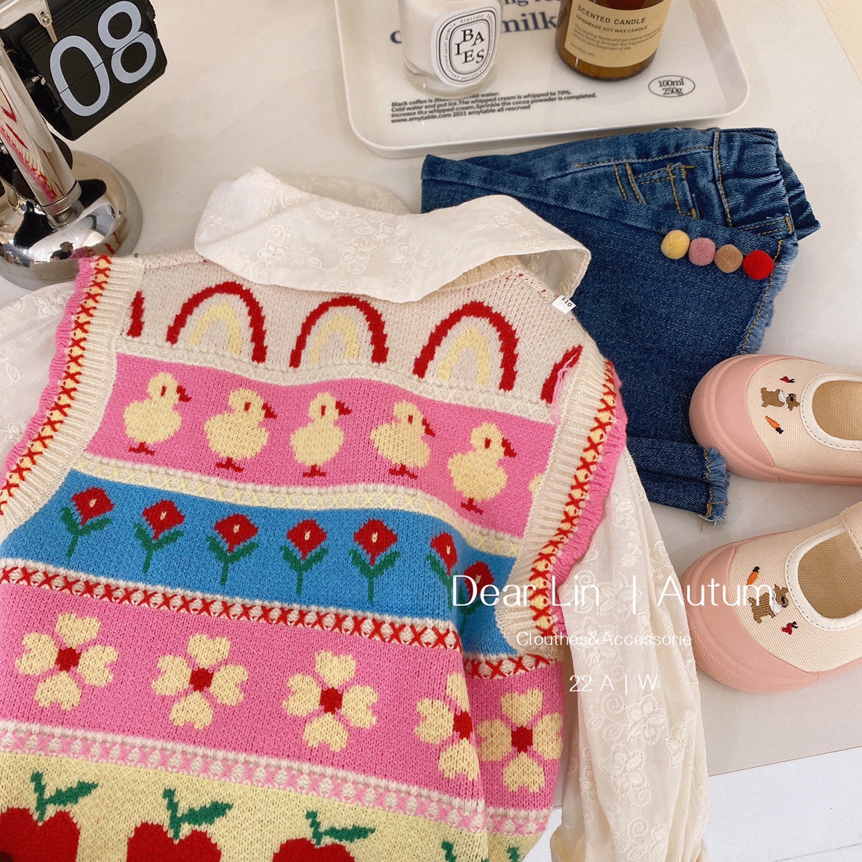 Estilo coreano niña 2023 invierno nuevo bebé lindo suéter chaleco Internet celebridad moda estilo occidental otoño suéter