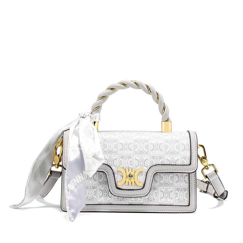 2024 New Trend Vit Scarf Handhållen Liten fyrkantig Dam Presbyopia Mode Crossbody-väska med en axel_voghion.com