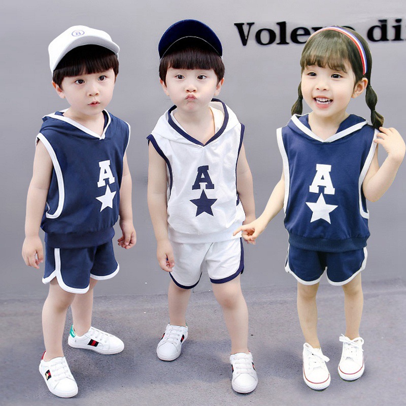 韩版宝宝背心短裤儿童运动套装男童女童两件套薄款中大童夏季新款