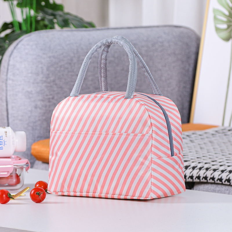 手提げ白色ストライプ