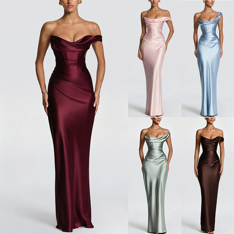 Amazon Cross-Border Evening Dress, One-Shoulder Birthday Party Dress, Slim-Fitting Dress, High-End Fishtail Dress Amazon Cross-Border Evening Dress, One-Shoulder Birthday Party Dress, Slim-Fitting Dress, High-End Fishtail Dress