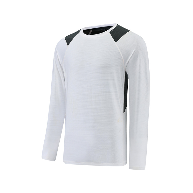 Primavera y otoño deportes de ocio al aire libre de los hombres de manga larga Camiseta de color de moda a juego cuello redondo suelta transpirable bottoming top en stock U