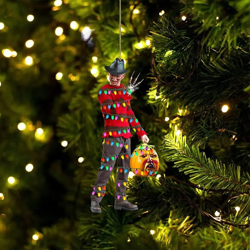 Decoración del árbol de Navidad transfronteriza película de terror plano Haning decoración de Halloween decoración colgante espejo retrovisor de automóvil