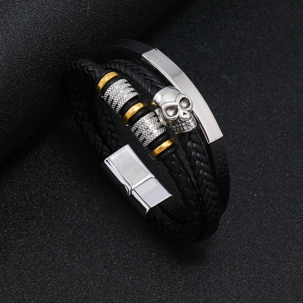 Men's Braided Leather Bracelet Waterproof And Hypoallergenic_voghion.com