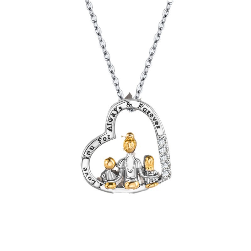 Collana con pendente a cuore inciso mamma e figlio donna_voghion.com