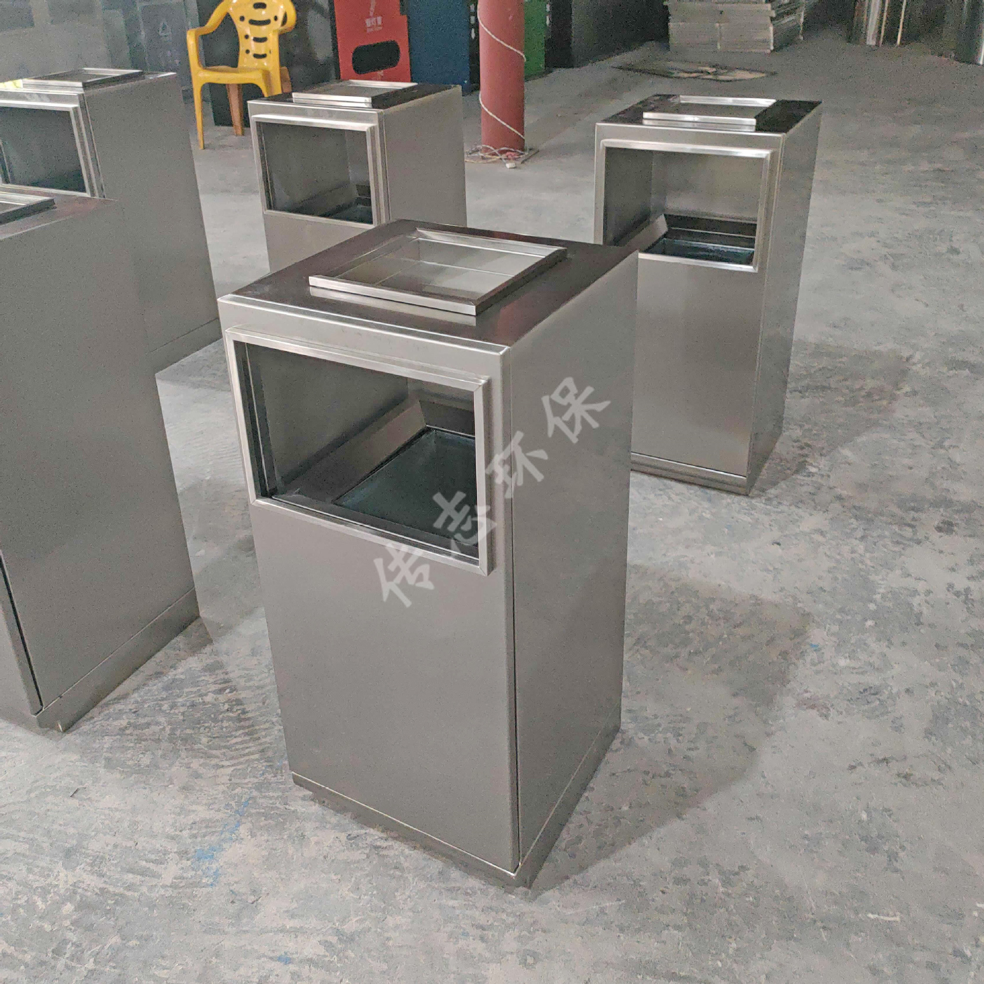 户外小区方形滑轨抽拉式方形封油防指纹不锈钢分类垃圾桶果皮箱