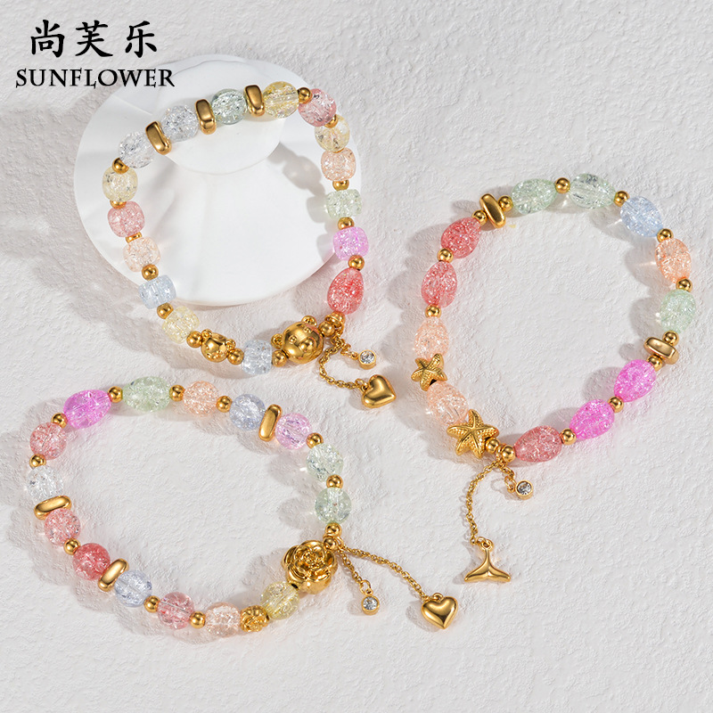 Cute brand bracelet stainless steel with tassels