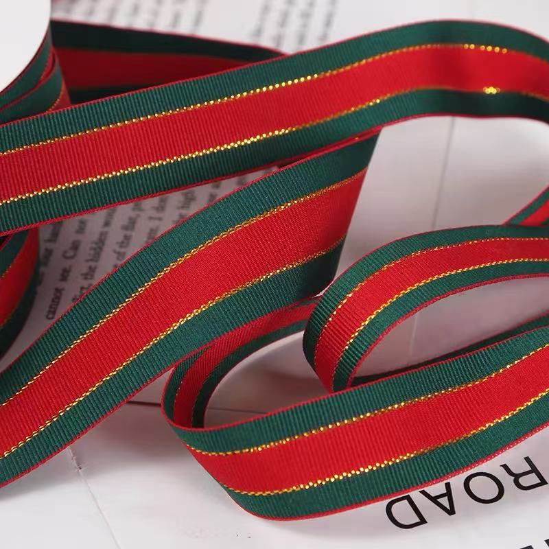 Transfronterizos de navidad cinta 2.5cm rojo y verde cinta decoración de navidad DIY caja de regalo embalaje cinta al por mayor