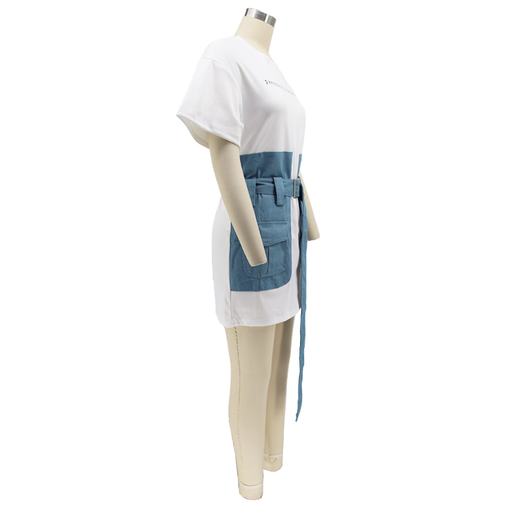 Women Clothing Denim Stitching Dress Summer Sexy Tight Waist Popular Clothes