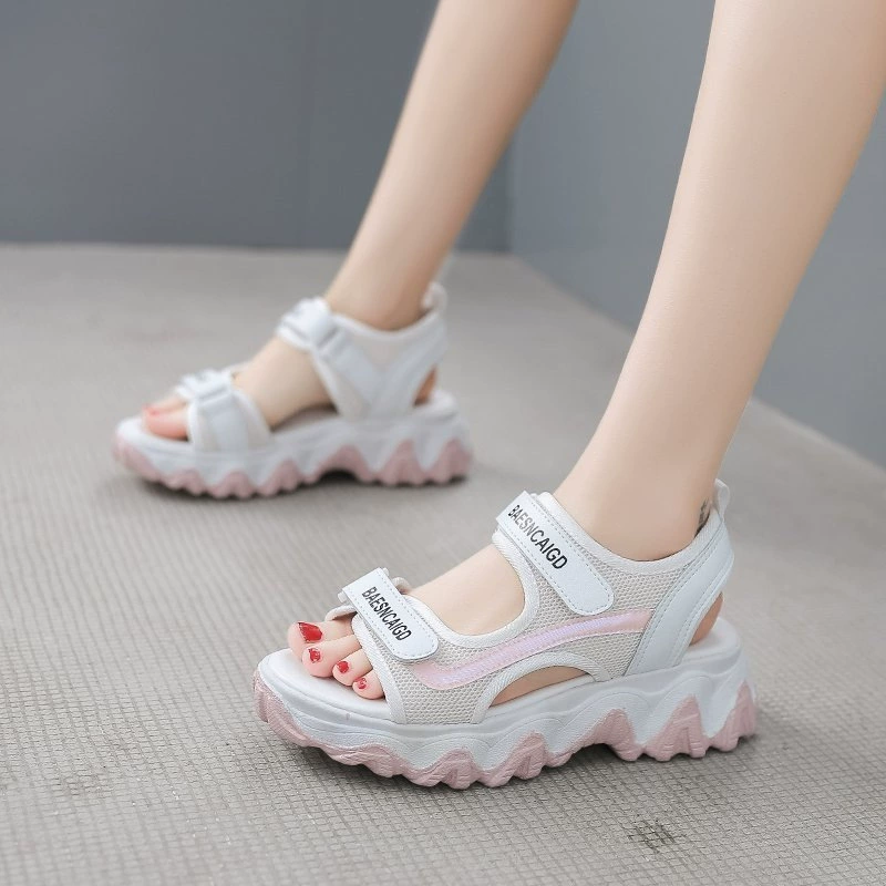 Sports Platform Sandals with Velcro, Summer Beach Footwear, Korean Style, 2022 Collection