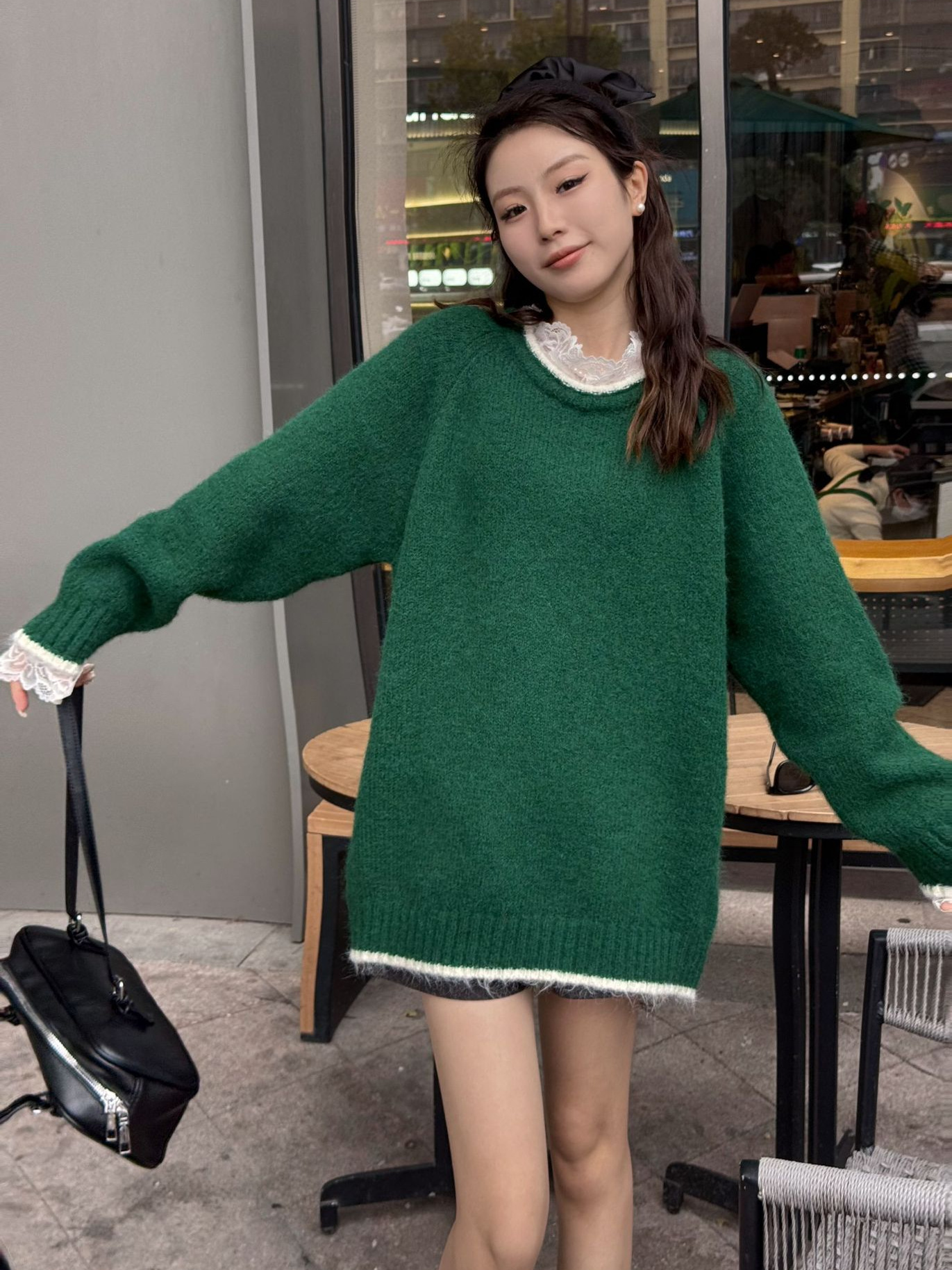 24 invierno Puyuan incluye camisetas de lana, suéter, abrigo, manga larga, vento perezoso, delgado, chaqueta suelta, mujer