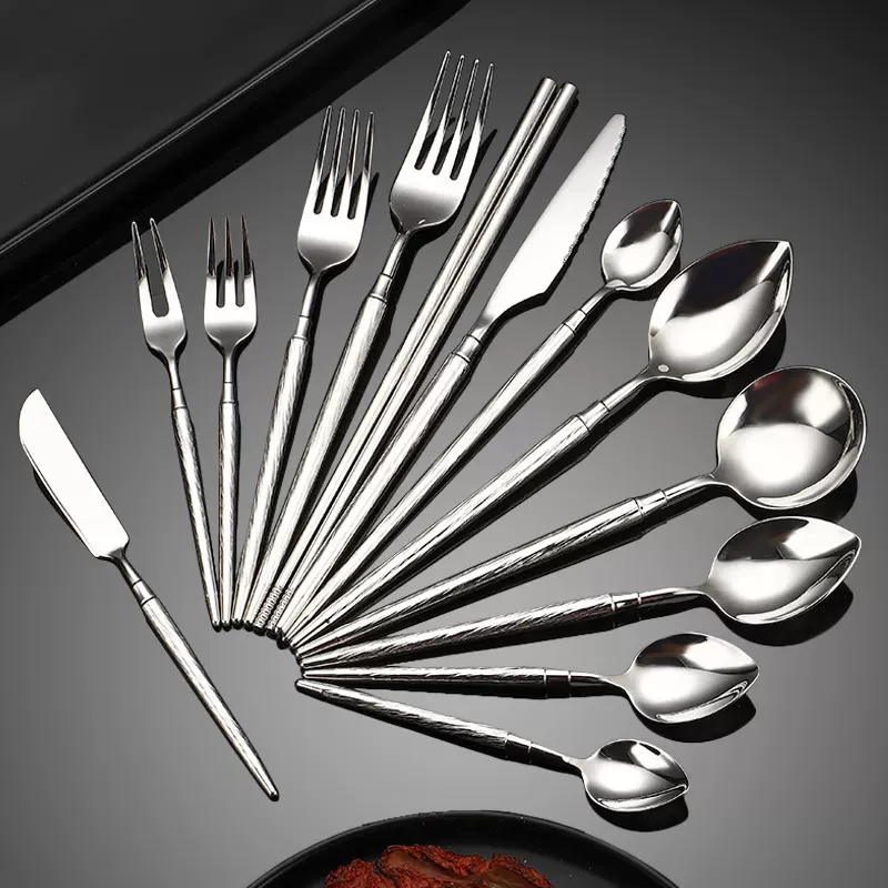 加厚304不锈钢西餐刀叉勺餐具简意系列不锈钢刀叉甜品茶勺点心叉