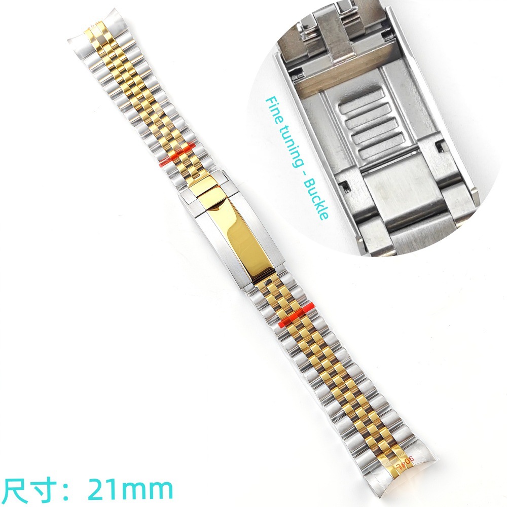 Correa de acero de ajuste fino pulsera de pulsera 21mm sólido de acero plegable accesorios de reloj Renacimiento