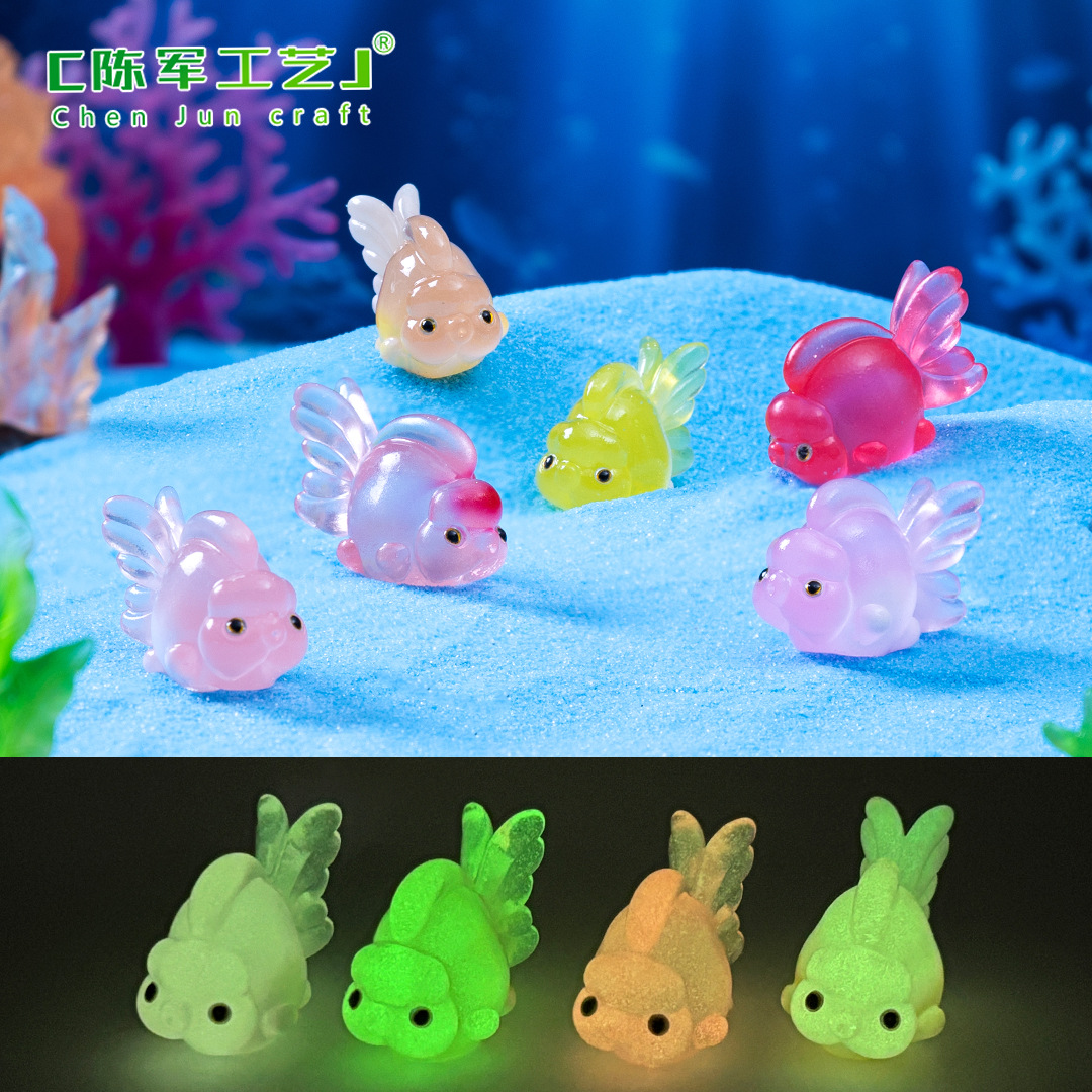 微景观创意夜光福寿小锦鲤鱼儿海洋造景 DIY装饰品配件迷你小摆件