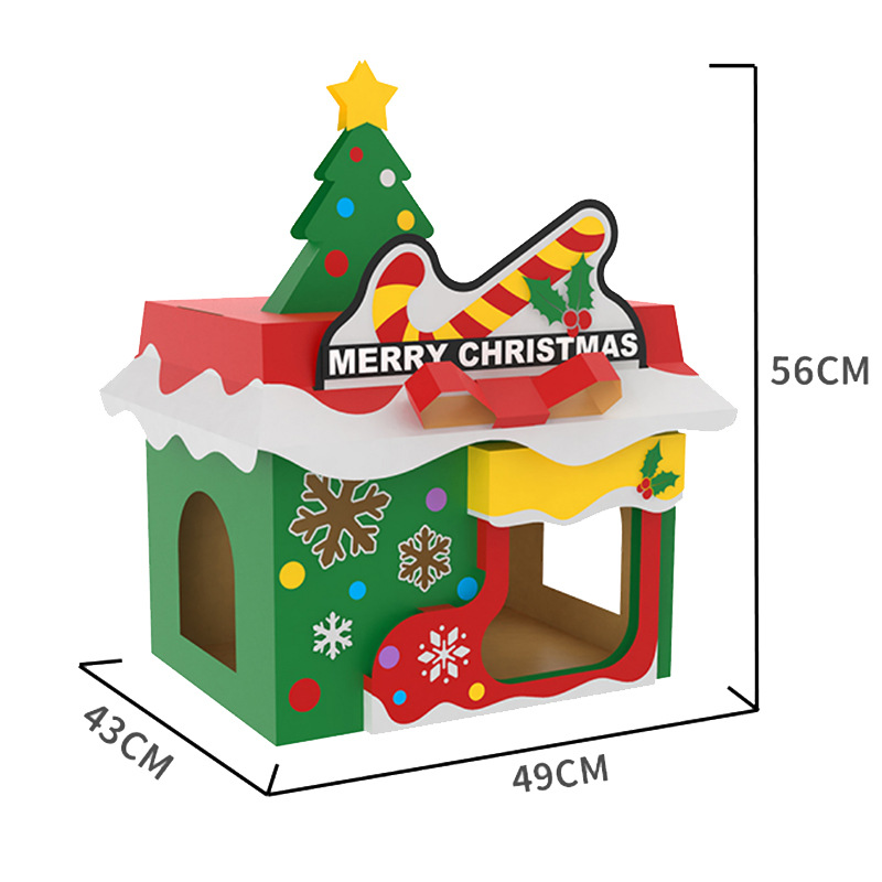 고양이 스크래치 보드가없는 크리스마스 집 고양이 집