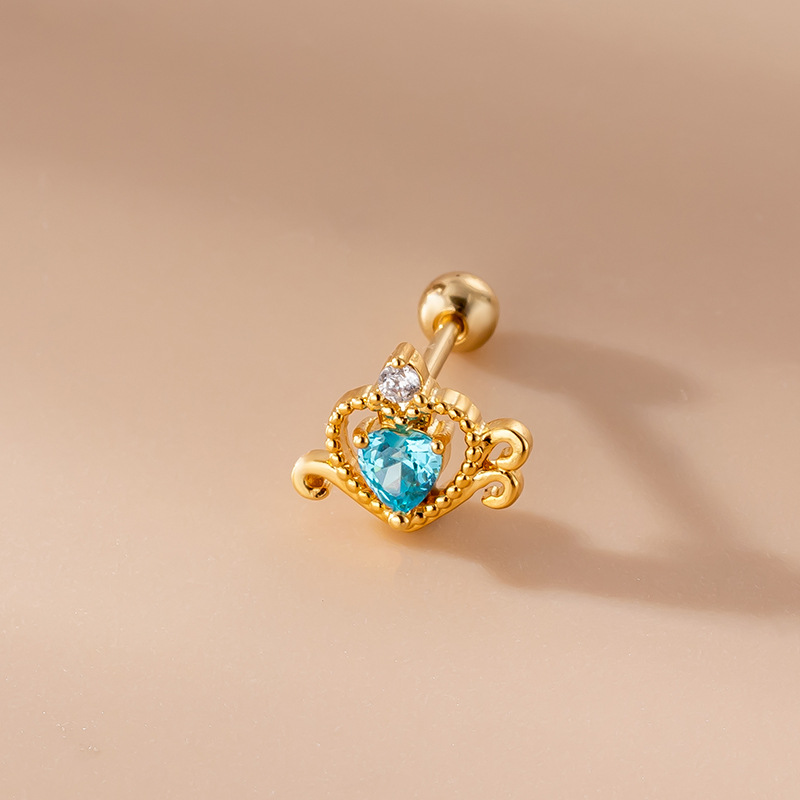 Fashion Heart Shape Bow Knot Stainless Steel Ear Studs Inlaid Zircon Stainless Steel Earrings 1 Piec