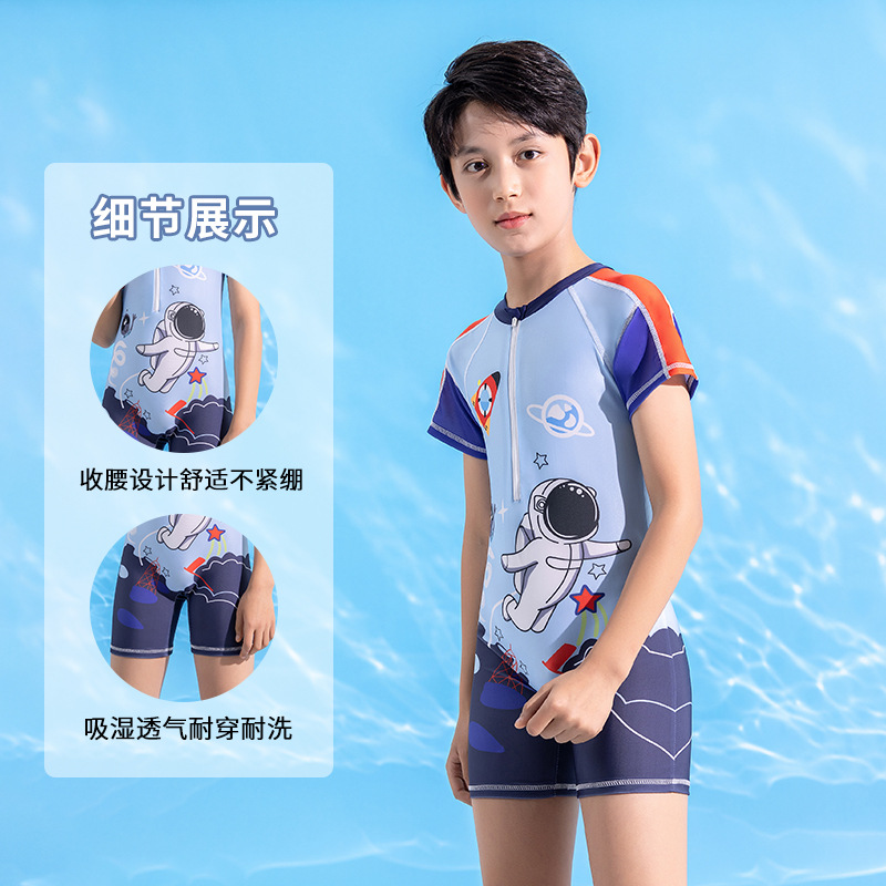 Traje de baño para niños nuevos niños medianos y grandes adolescentes moda niños de una pieza astronauta traje de baño de secado rápido de aguas termales