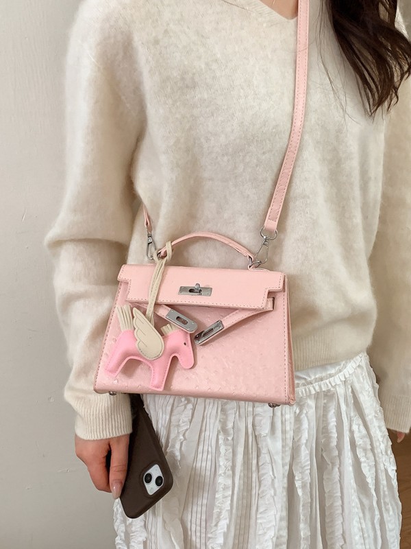 2026 ventas calientes de nuevo patrón de avestruz, bolso de mano Kelly, alta calidad, moda, lujo, bolso de hombro.