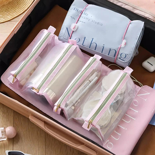 Spot folding storage bag travel portable makeup bag high-value ins large capacity split makeup wash bag