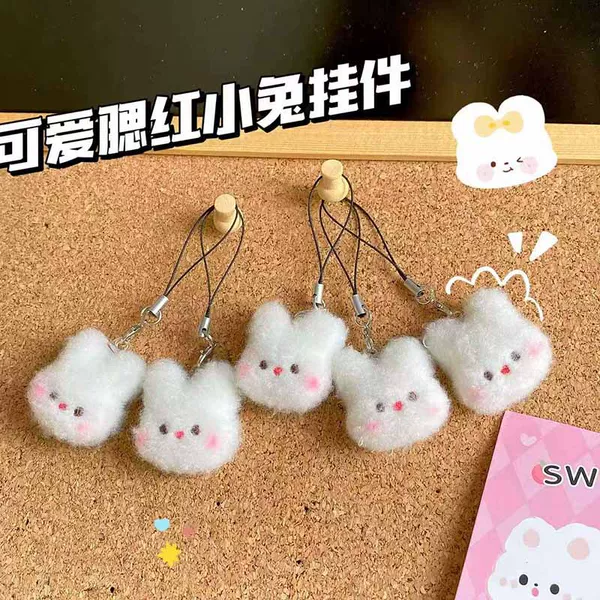 Super Cute Blush-Colored Little Rabbit Phone Strap Pendant, Girly School Bag Decoration, Sweet Gift for Best Friends