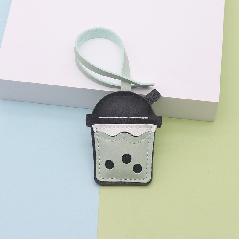 DIY ジュエリーバッグペンダントアクセサリー PU レザー立体両面マルチカラーミルクティーカップアクセサリー半完成キーホルダー|undefined