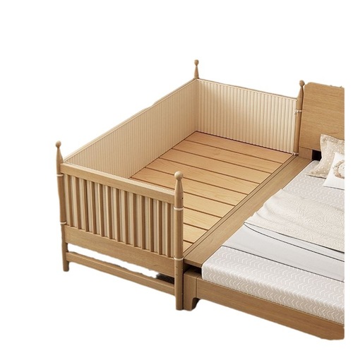 实木儿童拼接床加宽床带护栏新款婴儿床男孩女孩单人床边拼接大床