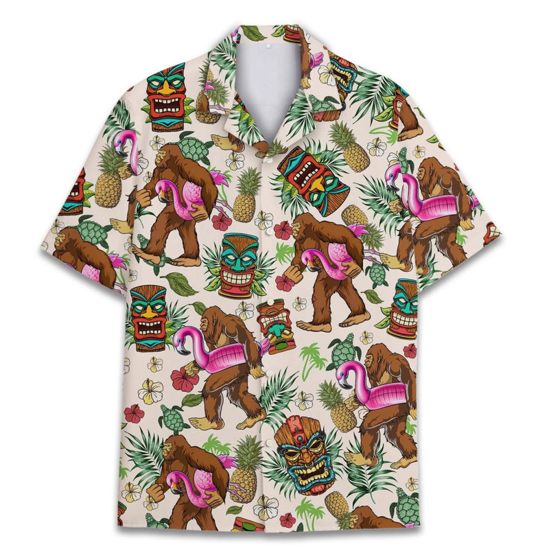 2025 European and American Cross-Border Summer Printed Men's Short-Sleeved Shirts Hawaiian Vacation Style
