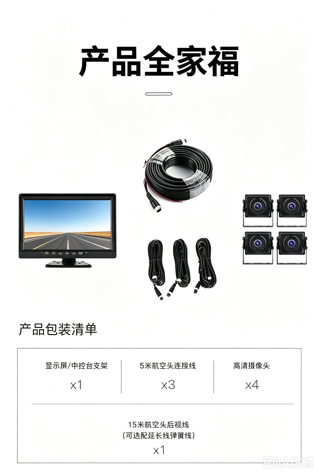 Business Vehicle Dashcam System, Integrated Reversing Camera, Four-Way High-Definition Night Vision Dashcam
