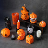 Candle, handheld colorful flashing pumpkin lantern, halloween, spider