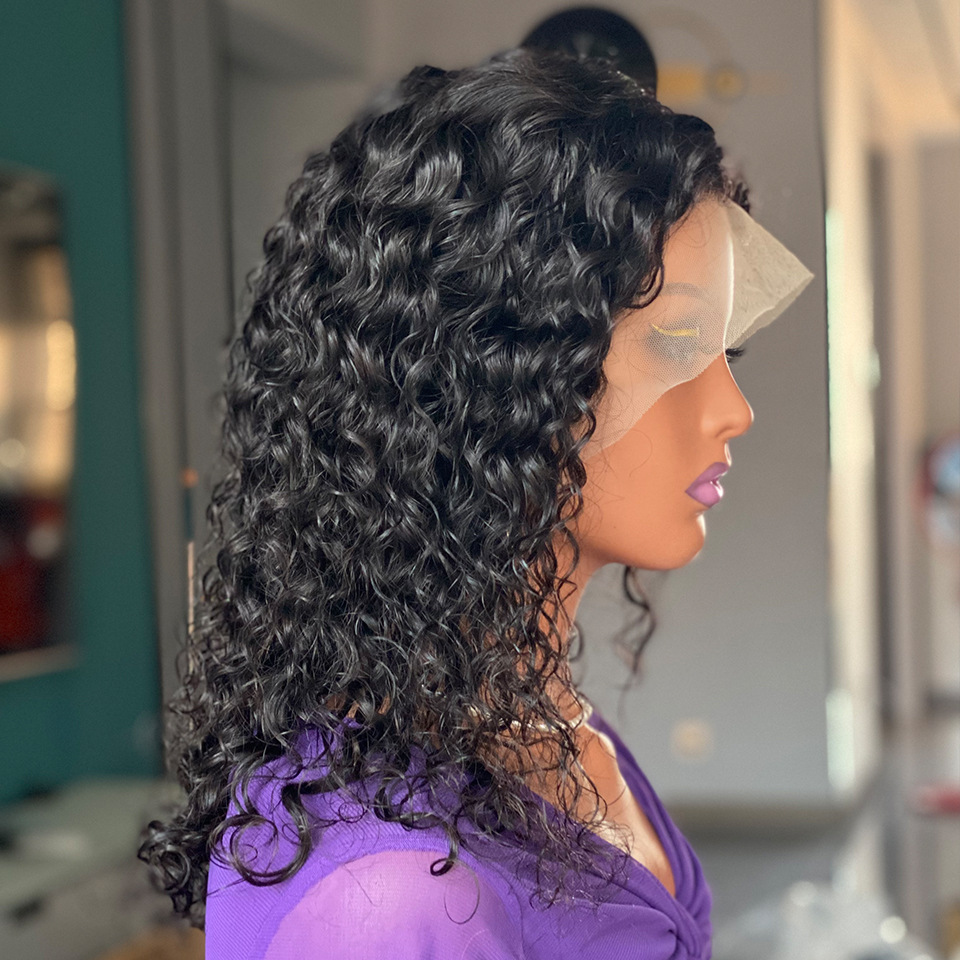 Promotion Water Wave Front Human Hair Wigs Front Lace Real Wig Headgear_voghion.com