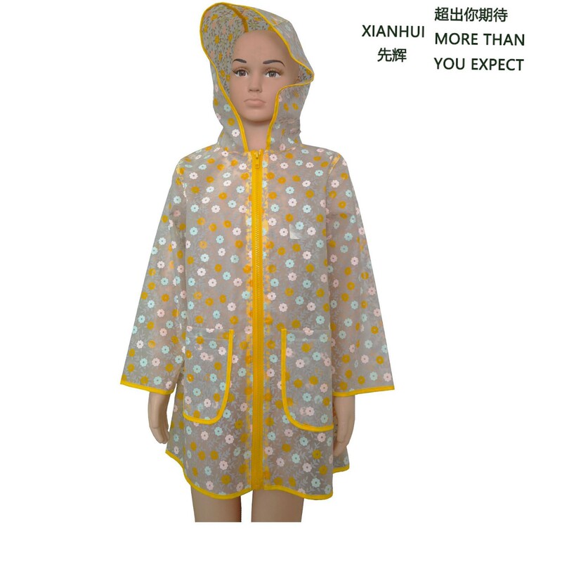 EVA Full Edition Printed Children's Raincoat with Hood Large Pocket with Zipper Poncho Baby Student Kindergarten Raincoat EVA Full Edition Printed Children's Raincoat with Hood Large Pocket with Zipper Poncho Baby Student Kindergarten Raincoat