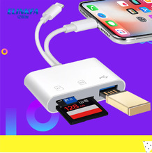 适用华为 苹果三合一usb U盘 tf SD内存卡手机OTG读卡器键盘鼠标
