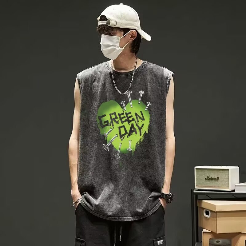 Foreign Trade Summer European and American Fashion Street Duffy Handsome Men's Vest Milk Silk Old Breathable Loose Quick-drying Men's Top Foreign Trade Summer European and American Fashion Street Duffy Handsome Men's Vest Milk Silk Old Breathable Loose Quick-drying Men's Top