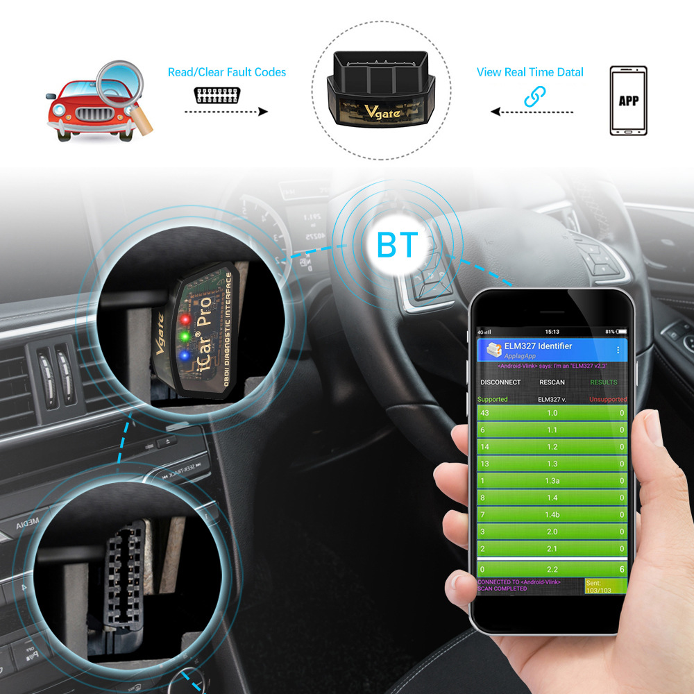 VGATE ICAR Pro BT3.0 Bluetooth OBD car scaner Android car fault detector