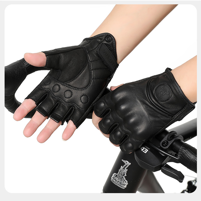 Riding Gloves With Protective Shell - Motorcycle, Dirt Bike, Bicycle Gloves, Advanced Lambskin, Anti-Slip, Wear-Resistant, Half / Full Finger Gloves_desvips.com