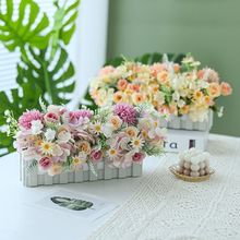 田园风塑料栅栏仿真花套装春天家居假花艺室内房间校园摆放装饰品