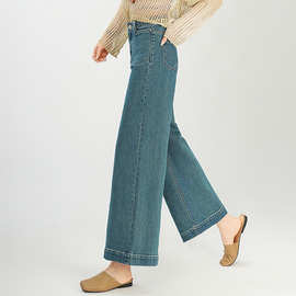 喇叭裤热风牛仔裤2025年秋冬新款9分直筒牛仔裤阔腿宽松长裤女
