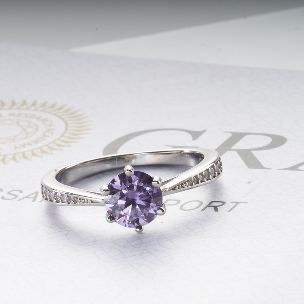 123 quilates púrpura turquesa anillo de moissanita lote de anillo de diamante de color D color sobre la prueba de penetración transfronteriza