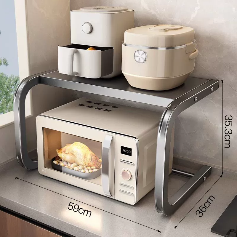 Double‑layer countertop storage rack (Yahei) — enhanced, 59 cm depth, 100 catties load capacity