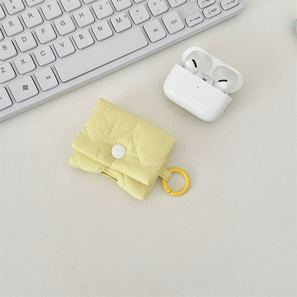 Protective AirPods Case (Apple-compatible) Quilted Keychain Pouch, Compact Bluetooth Earbud Storage