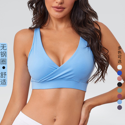 !  European and American new style non-wired sports bra for women running shock-proof fitness back yoga sports bra