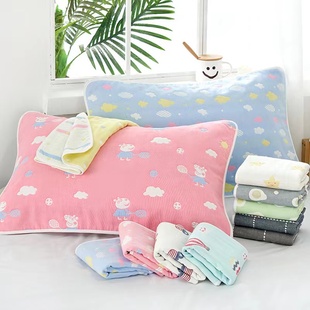 Six-layer Gauze Soft Pillow Towel One Pair for Single Men All Cotton Anti-mite Anti-bacterial Head Pad Towel High-grade 2022 New Style