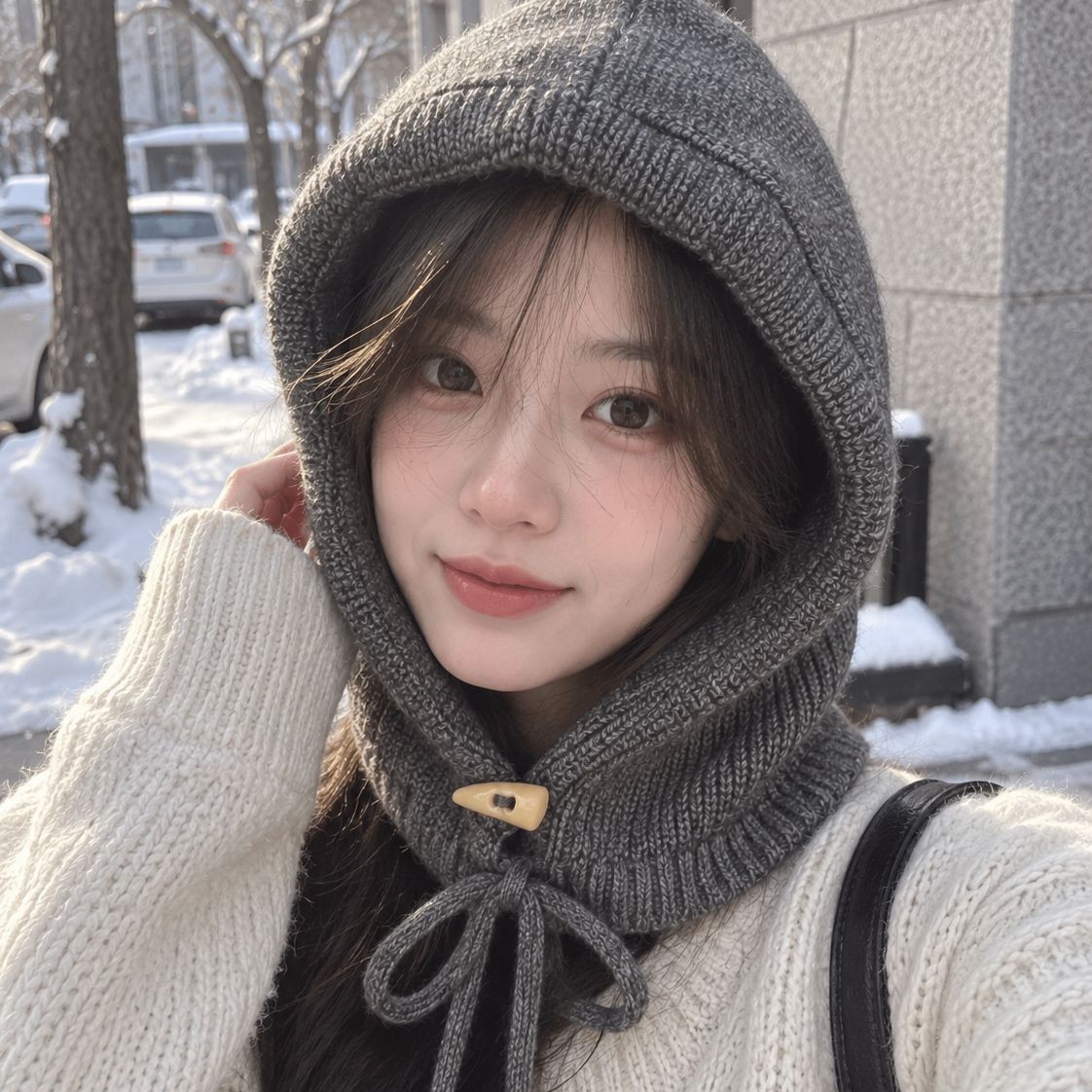 바라클라파 모자녀 겨울 보온 목도리 올인원 헤드커버 귀보호대 털모자 비
