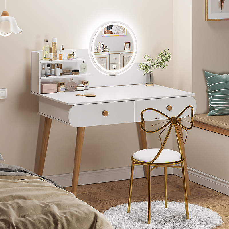 Small Simple Vanity 2023 Model Vanity for Girls' Room Bedroom Rental Room Integrated Storage Cabinet Instagram Desk